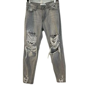 Flying Monkey Distressed Ripped Gray Denim Jeans SZ 27